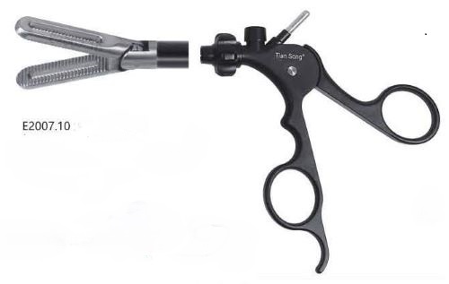 Затискач ухоплюючий, щипці (вставка 360 мм, оболонка, ручка), атравматичний, вікончатий, оберт 360 град, діам 5 мм, довжина 330 мм, довжина браншів 21 мм